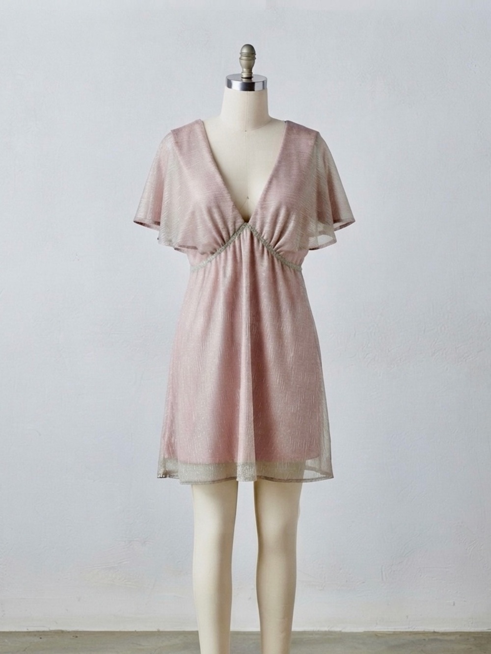 Francesca’s - Blush Pink V-Neck Chiffon Mini Dress